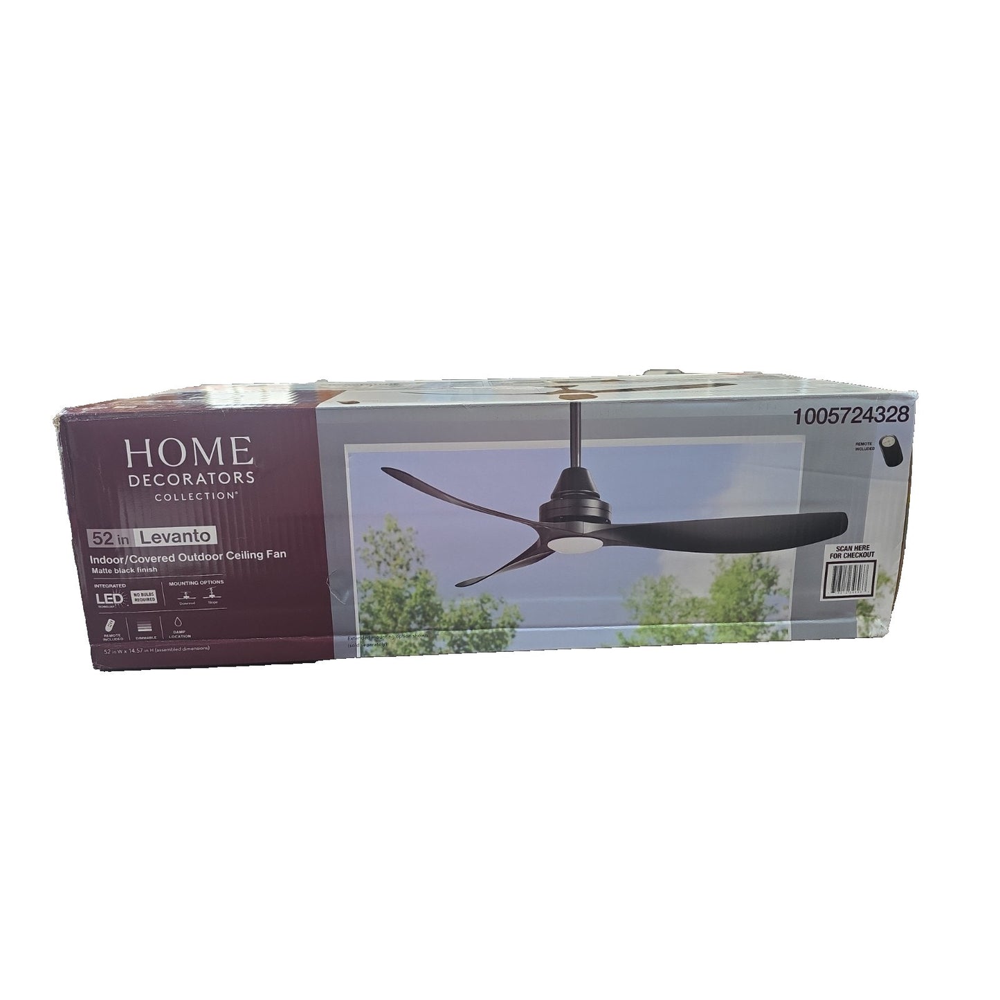 Home Decorators Levanto 52" Matte Black LED Ceiling Fan Indoor/Outdoor Remote