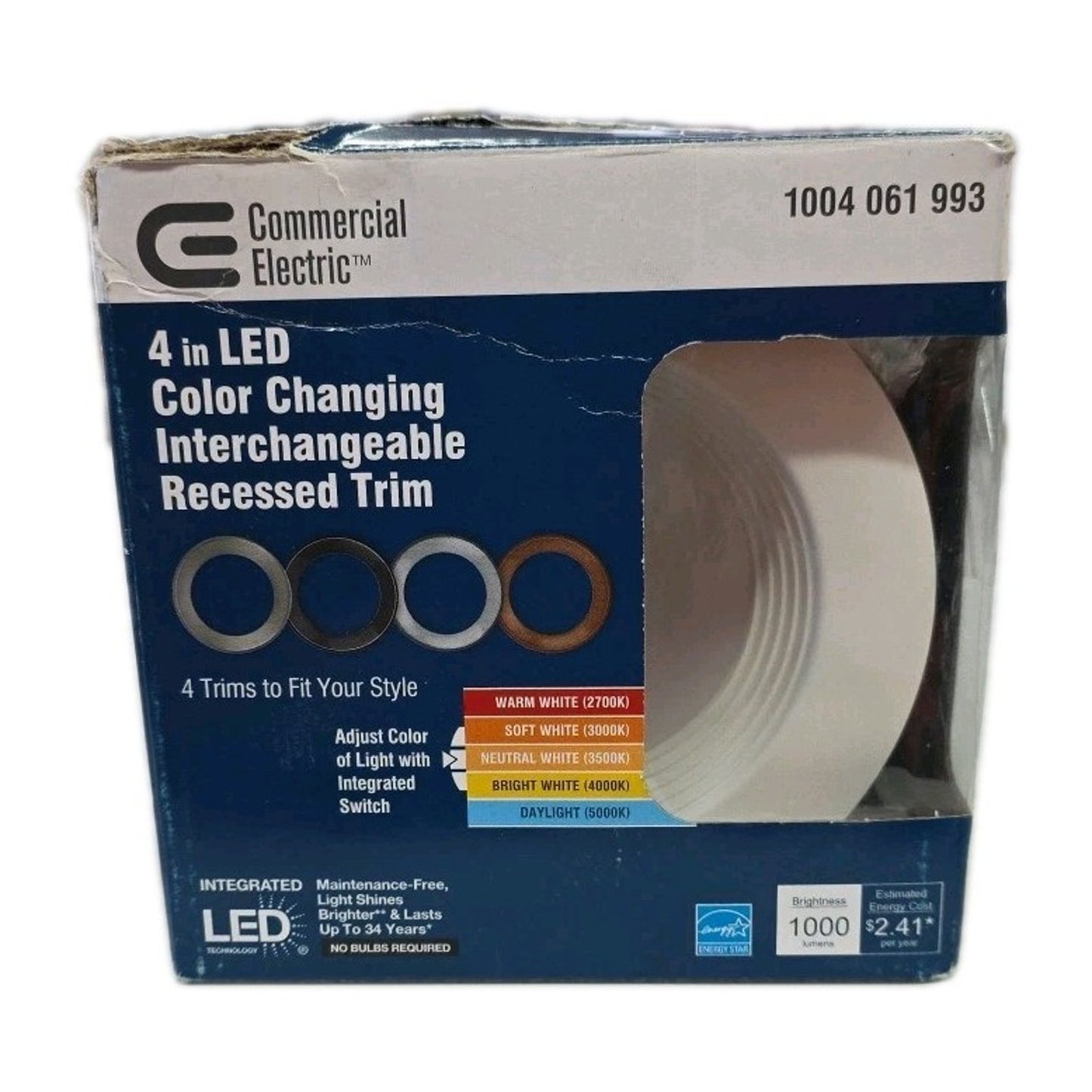 Commercial Electric 4" LED Color Changing Recessed with Interchangeable Trims...