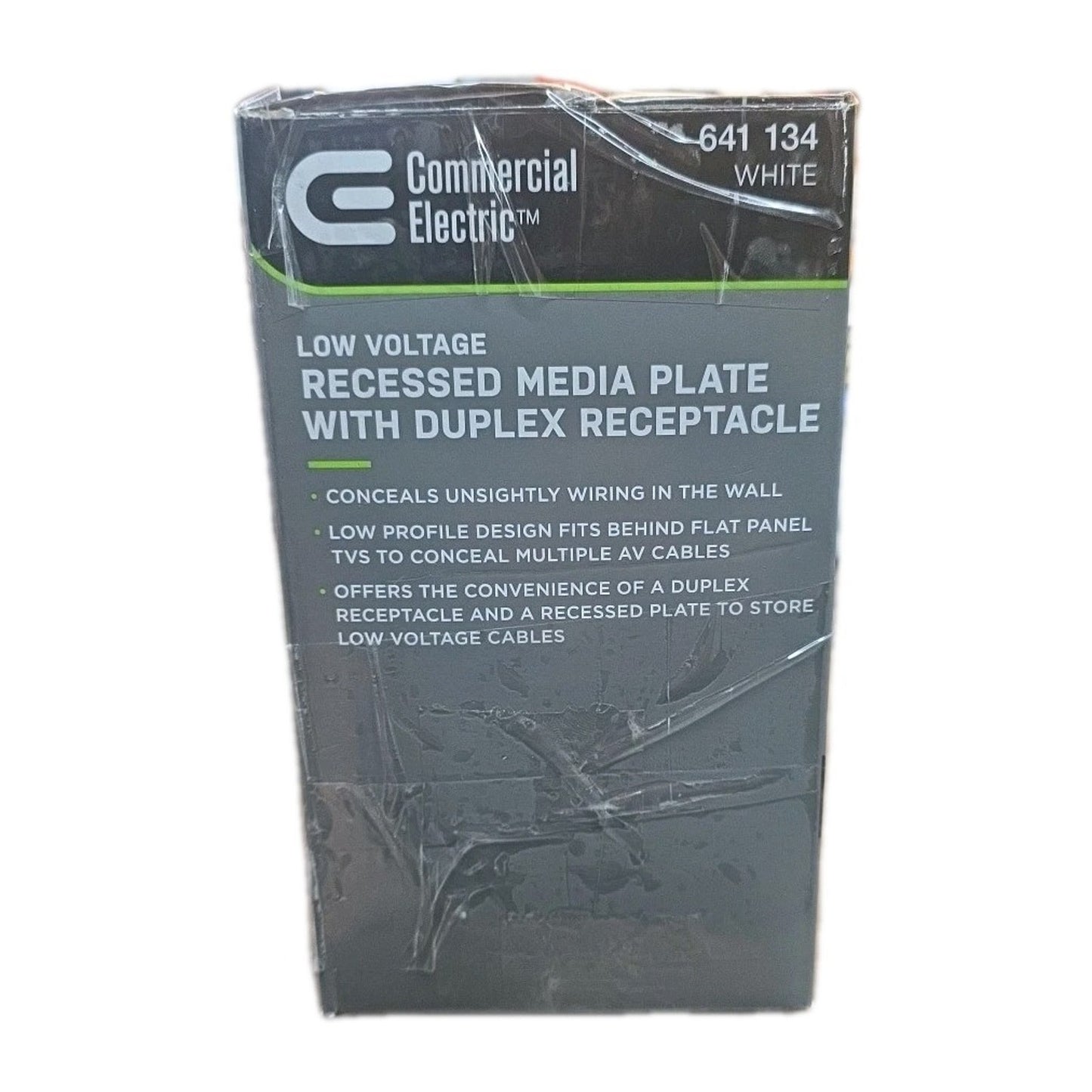 Commercial Electric Recessed TV Media Wall Plate Outlet Cable Pass-Through White