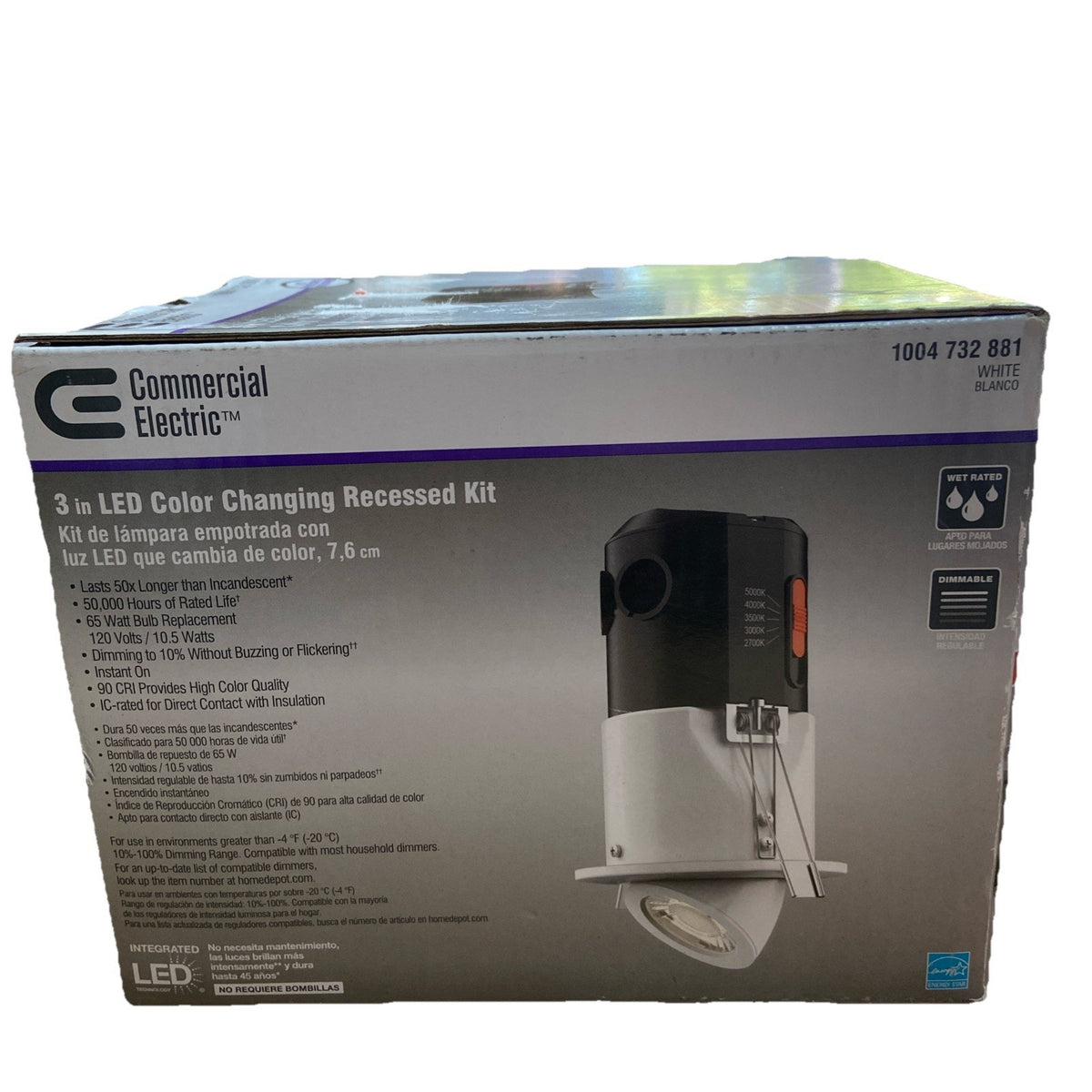 Commercial Electric 3 in. 2700K - 5000K White Blanco Recessed Integrated LED