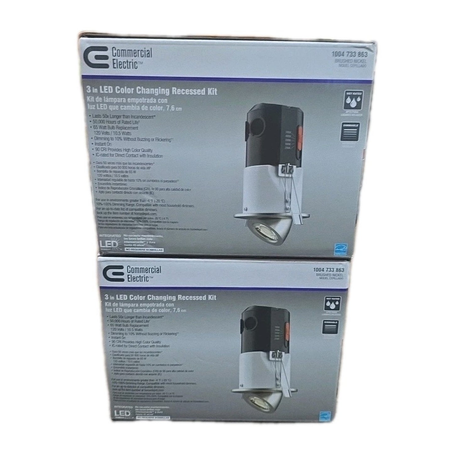 Lot of 2 Commercial Electric 3" Canless LED Gimbal Recessed Light Brushed Nickel