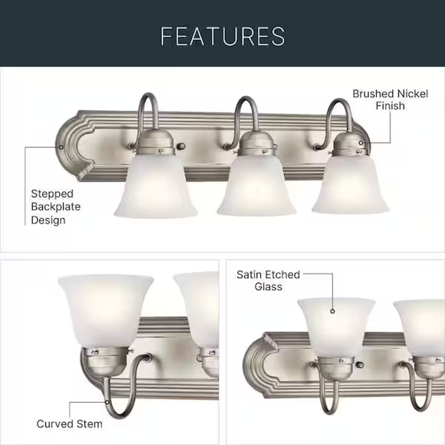 Kichler Independence 24" 3-Light Brushed Nickel Bathroom Vanity Light