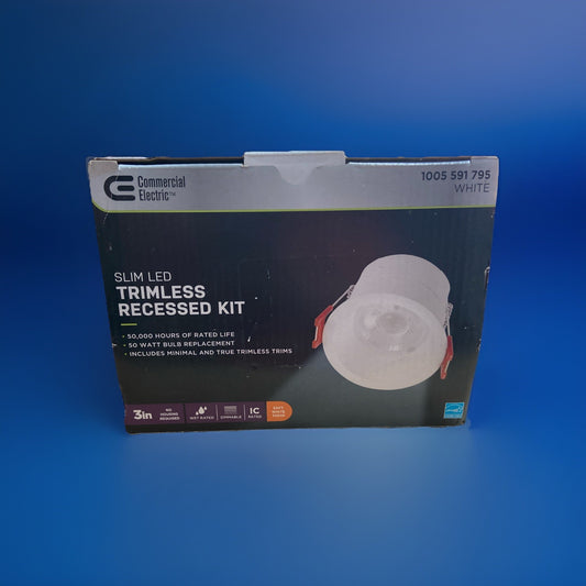Commercial Electric 3 in. White Slim LED Trim less Recessed Kit