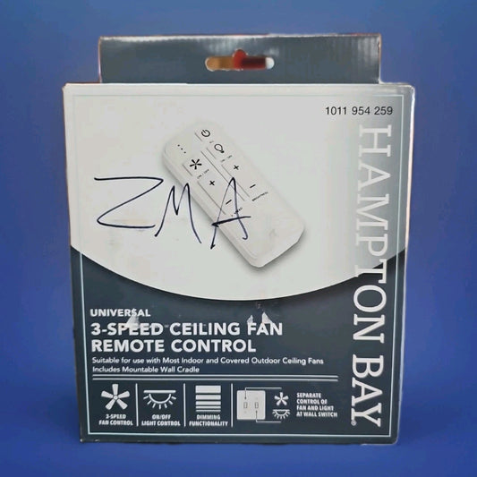 Hampton Bay 99130 White Universal 3-Speed Ceiling Fan Remote Control with Dimmer