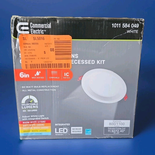 Commercial Electric Premium Series LED Baffle Canless Recessed Light 6" LED