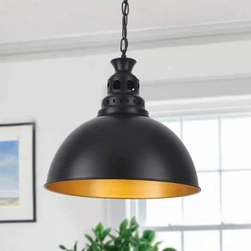 ZJVAIVE 1-Light Black Dome Pendant Light Hanging Chandelier Lighting with Metal
