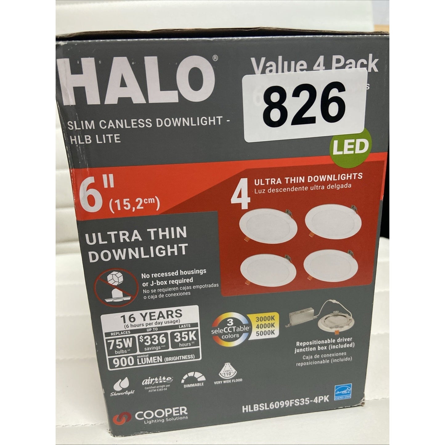 Halo 3008722 6" 10.1W HLB Lite LED Recessed Direct Mount Light Trim - Matte...