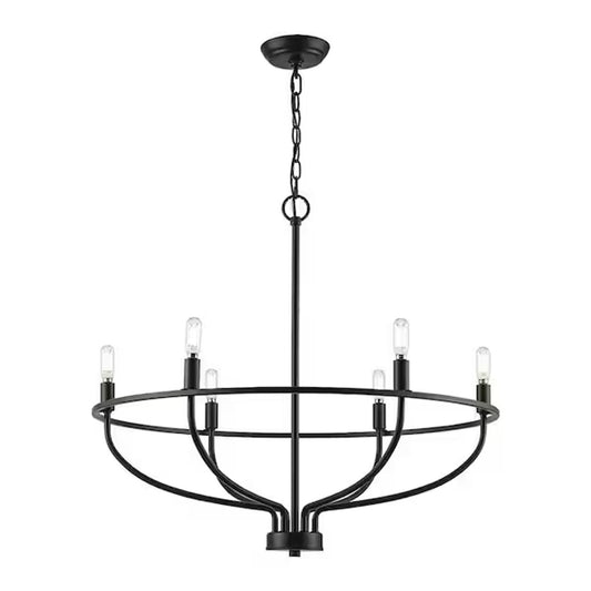 Monteaux Lighting - 6-Light Black Round Candle Chandelier Light Fixture NEW