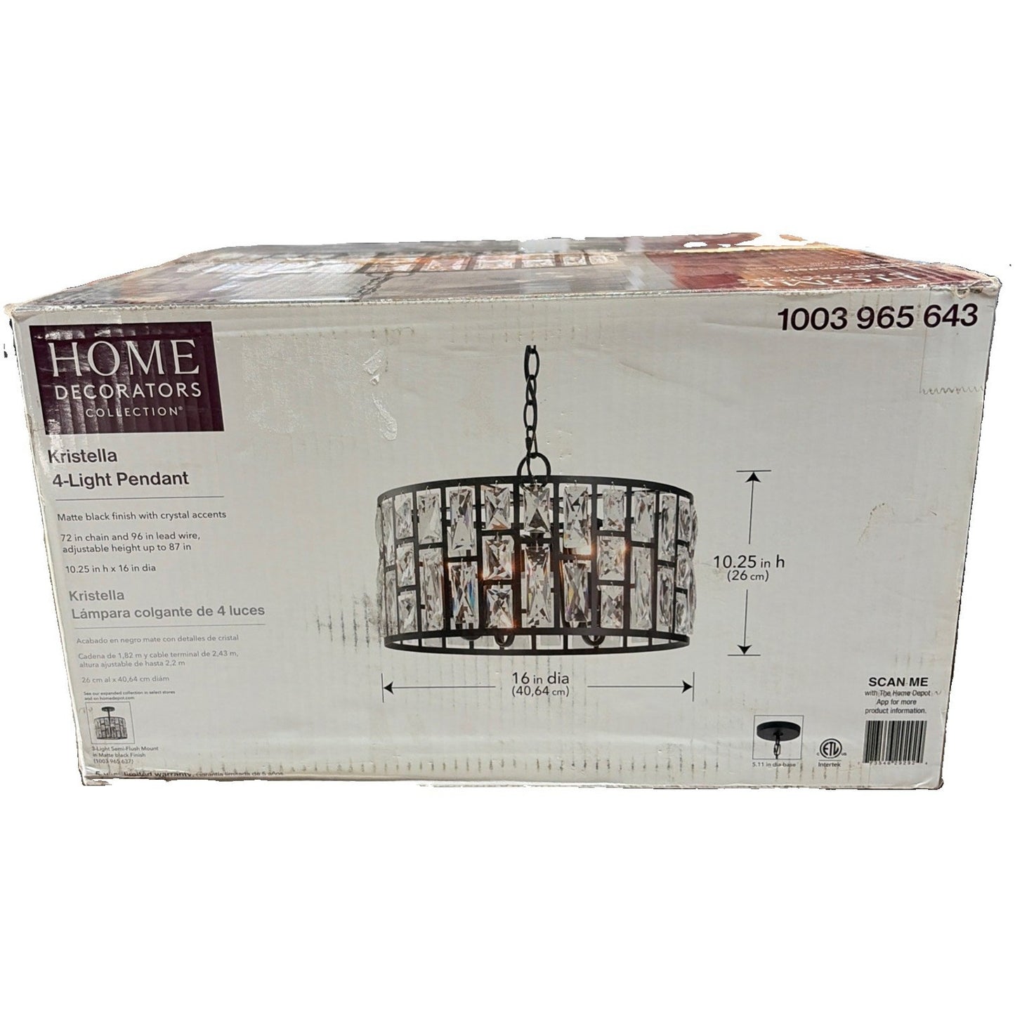 Home Decorators Collection Kristella 4-Light Black Crystal Chandelier