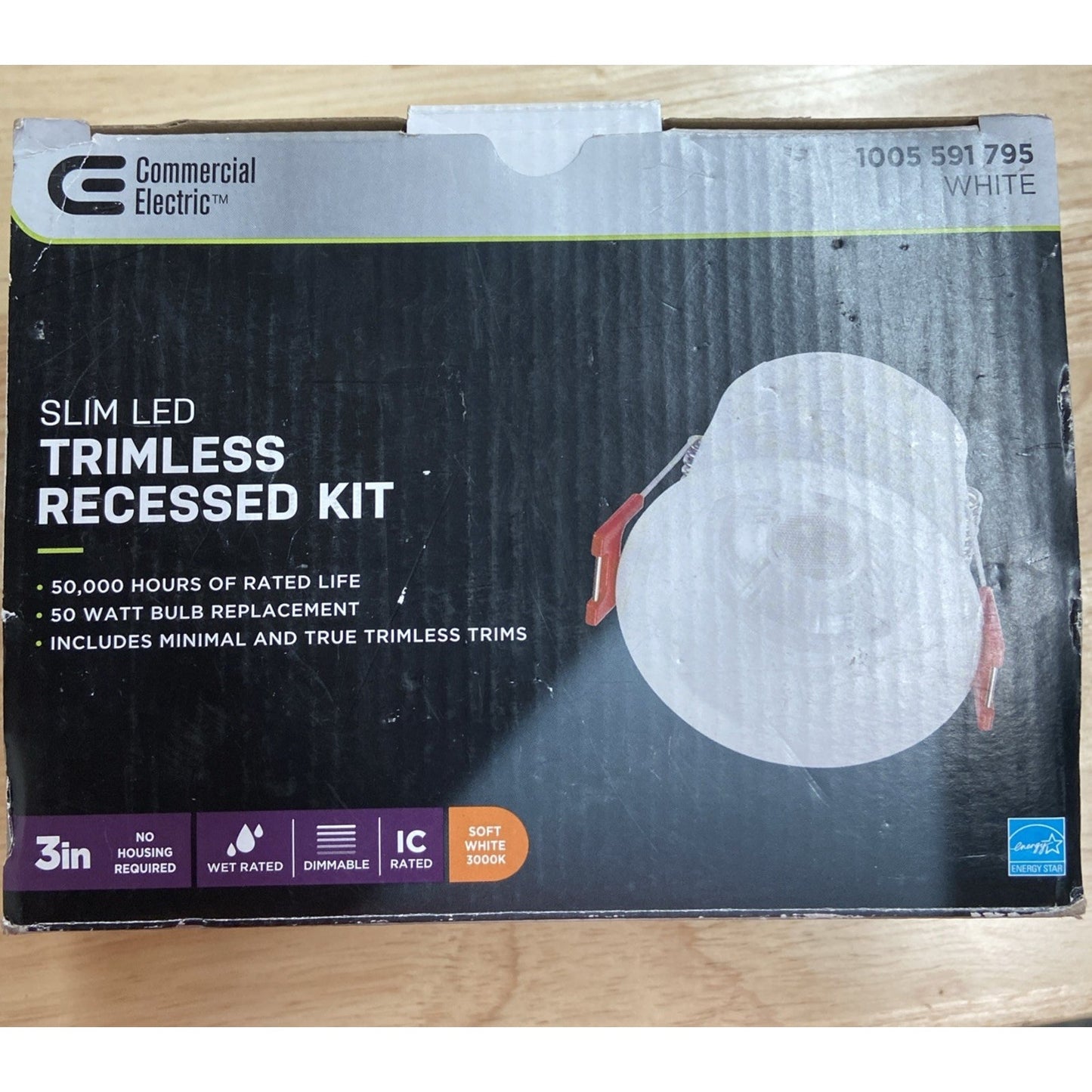 Commercial Electric 3 in. White Slim LED Trim less Recessed Kit