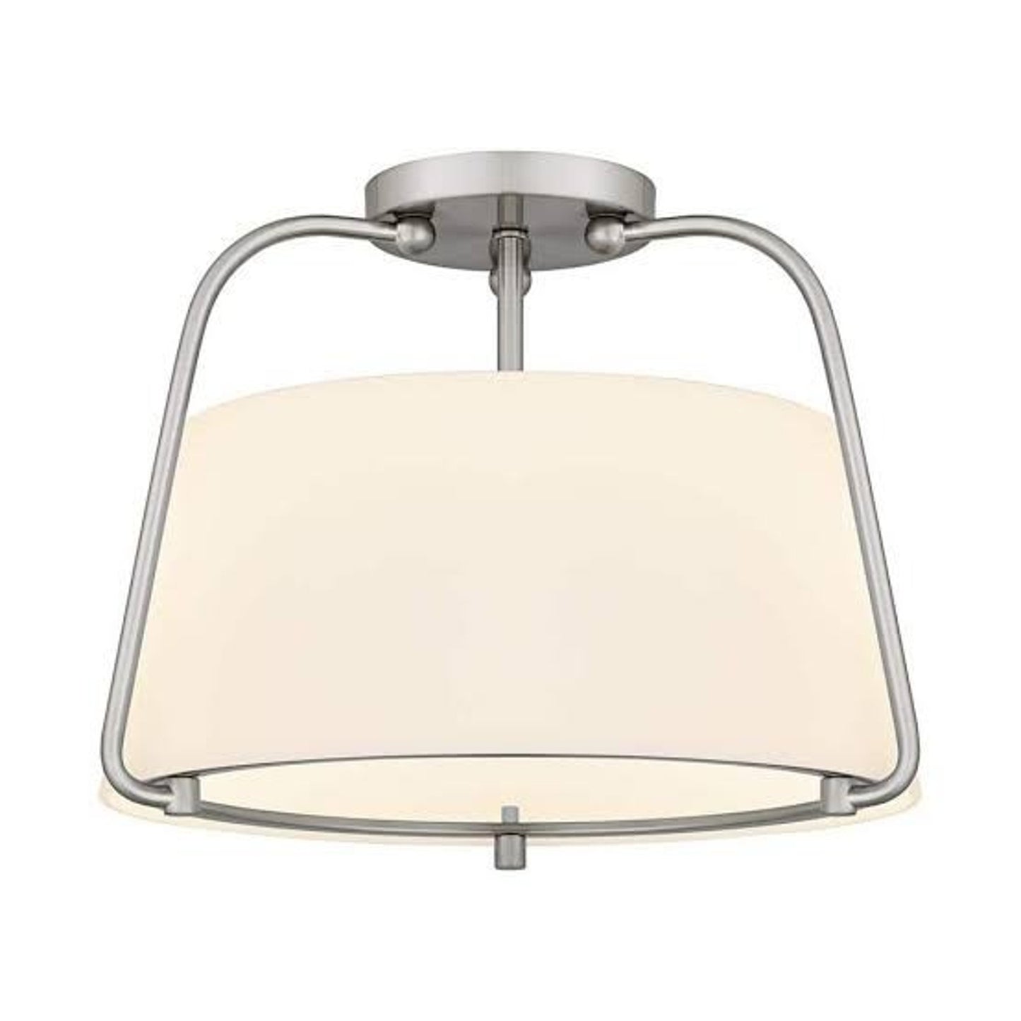 DSI Lighting Corbin 15" 2-Light Semi-Flush Mount Brushed Nickel Opal Glass