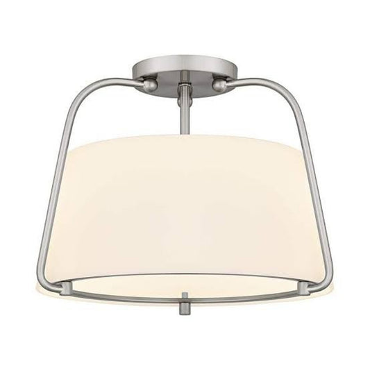 DSI Lighting Corbin 15" 2-Light Semi-Flush Mount Brushed Nickel Opal Glass