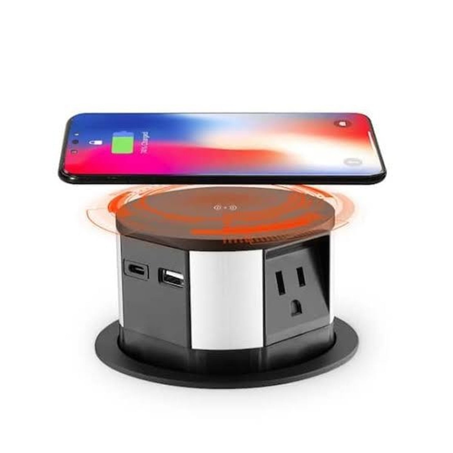 Link2Home Pop-Up Outlet 3 AC 2 USB Type-C 10W Wireless Charger EM-PU-150E