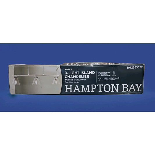 3 Light Island Chandelier Myles Hampton Bay 1012 653 527 Brushed Nickel