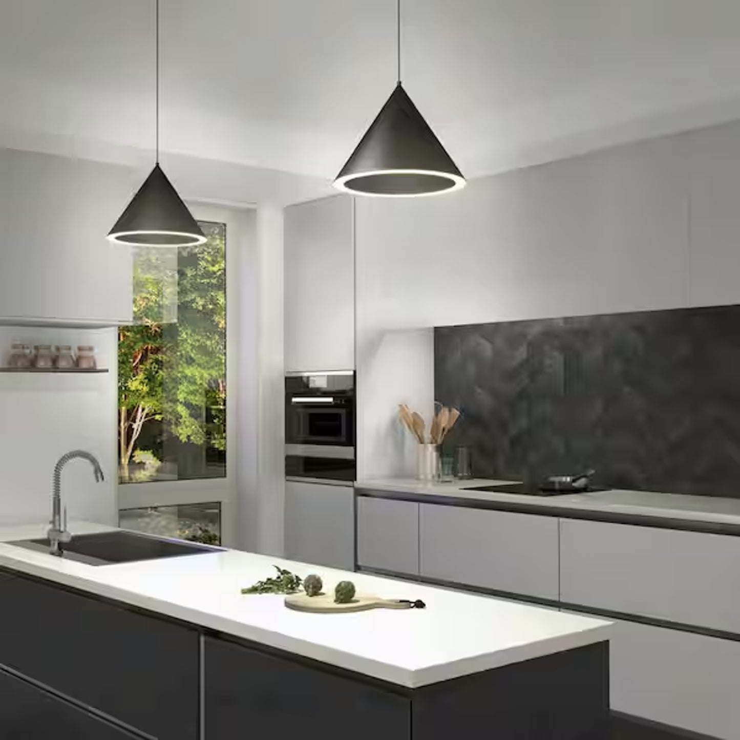 Artika Denali Modern Matte Black LED Pendant Light Dimmable 3CCT Adjustable