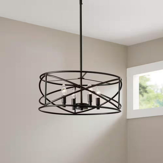 Hampton Bay Moreland 5-Light Oil-Rubbed Bronze Wagon Wheel Chandelier