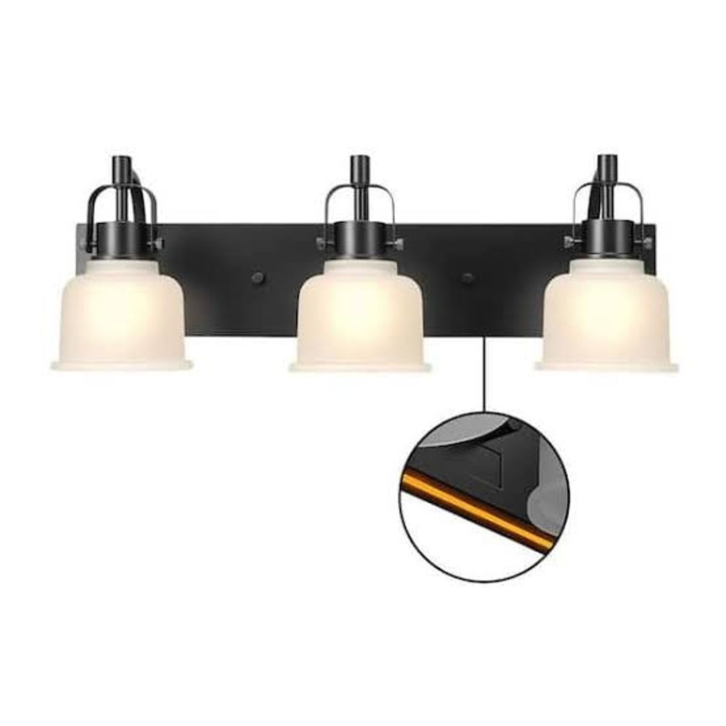 Globe Rockhill 22" 3-Light LED Vanity Light Matte Black Night Light Dimmable