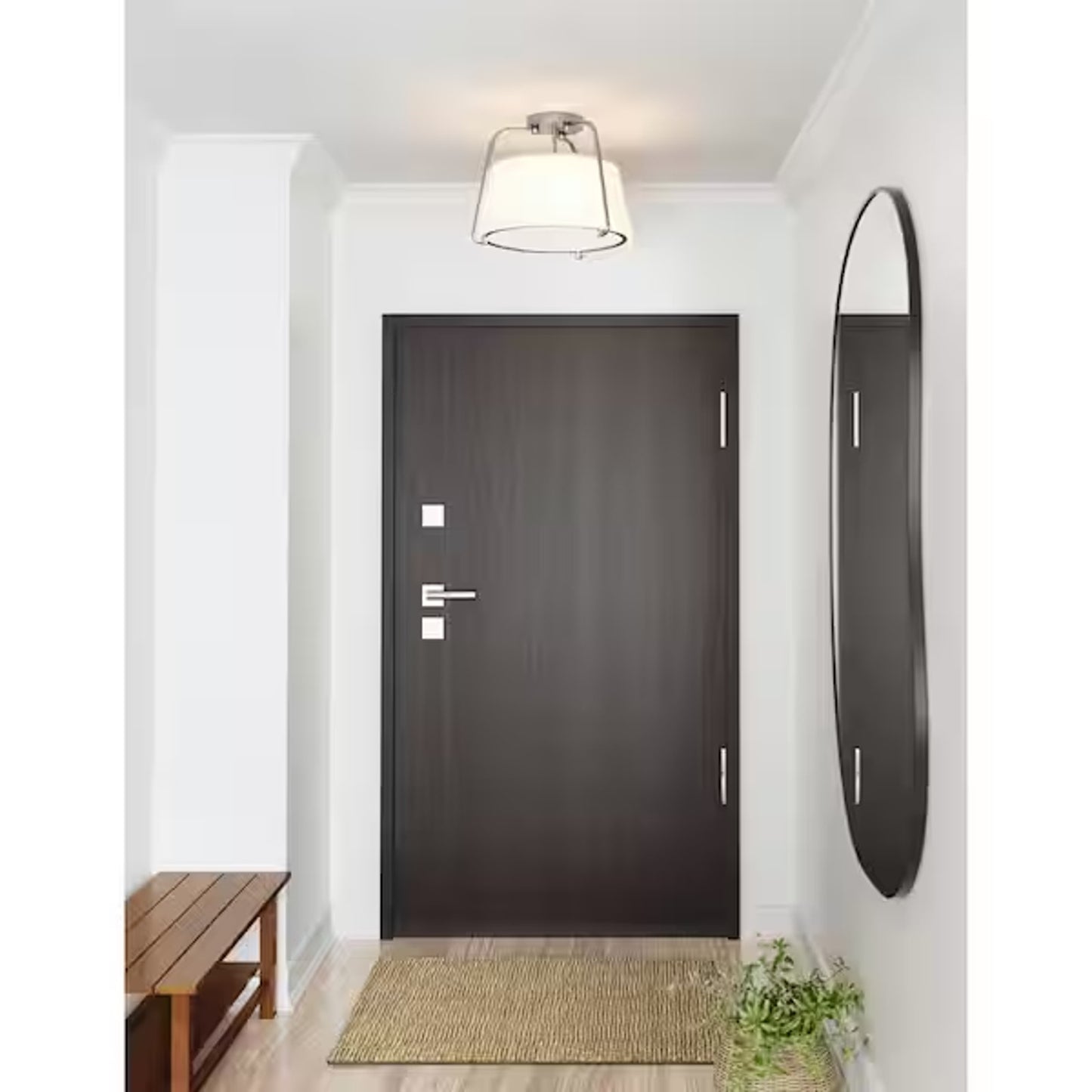 DSI Lighting Corbin 15" 2-Light Semi-Flush Mount Brushed Nickel Opal Glass
