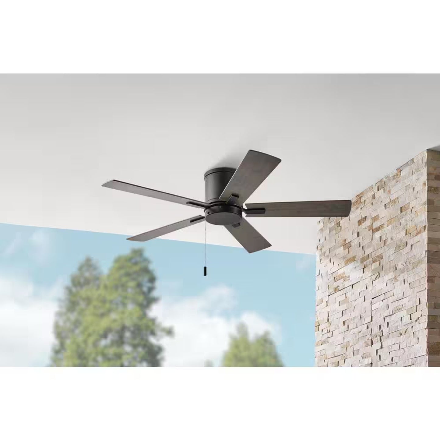 Hampton Bay Grantway 48" Matte Black Low Profile Ceiling Fan Outdoor RD5114B-MBK