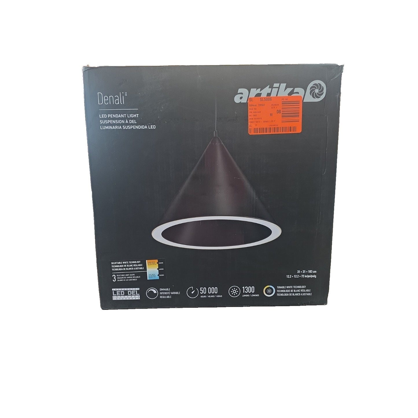 Artika Denali Modern Matte Black LED Pendant Light Dimmable 3CCT Adjustable