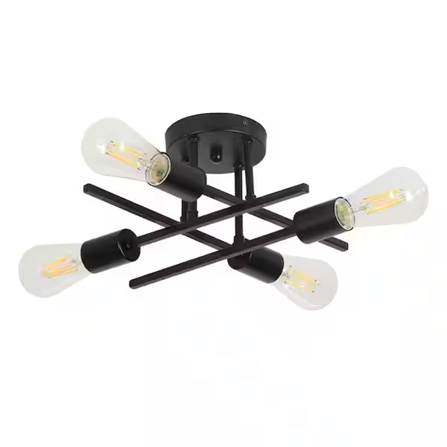Black 4-Light Sputnik Chandelier Semi Flush Mount Ceiling Light Industrial Moder