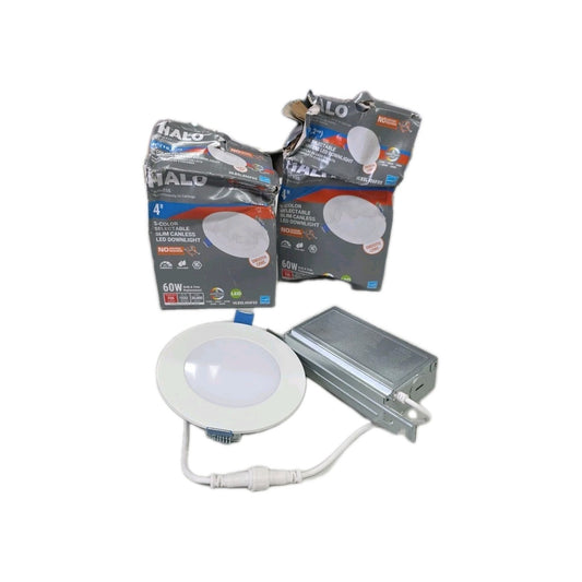 LOT of 2 Halo HLBSL 4" LED Recessed Light Canless Wafer 5CCT Selectable White