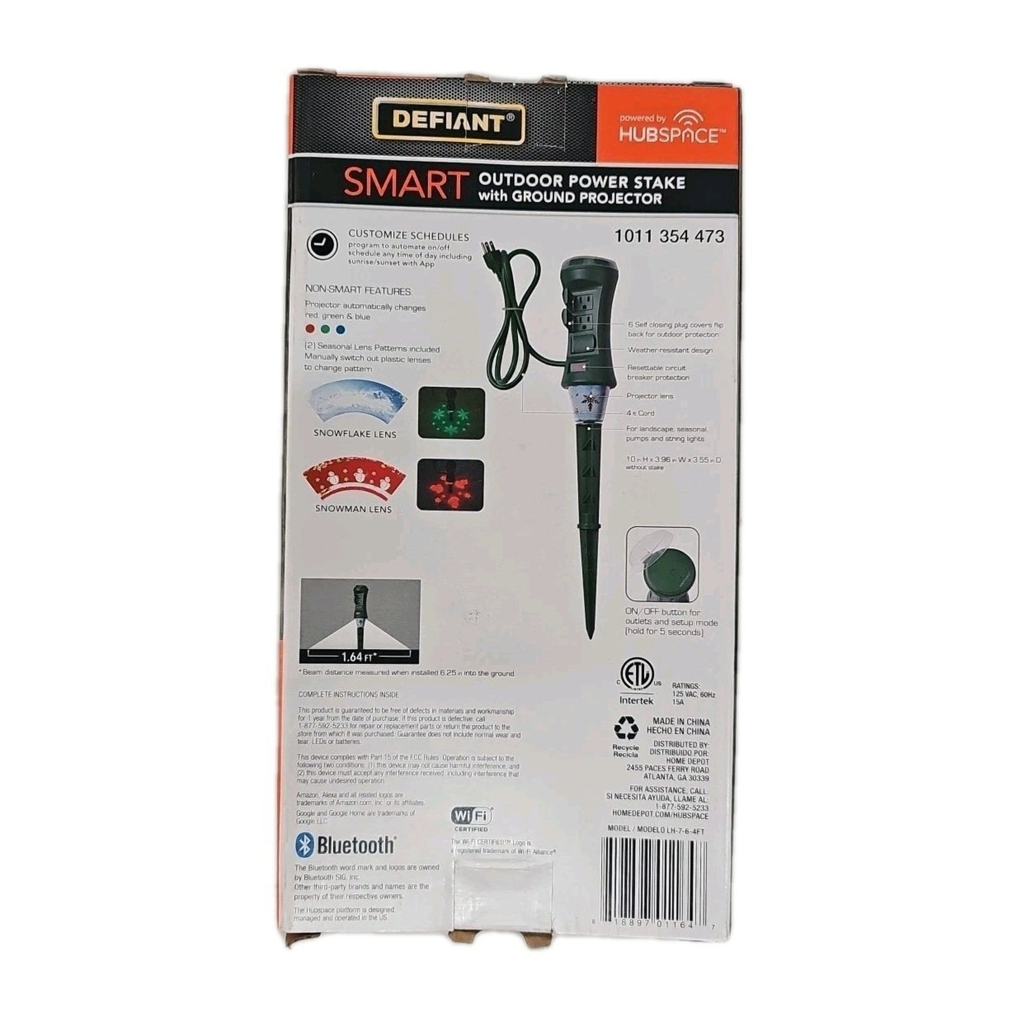 Defiant Smart Outdoor 4 ft. 6-Outlet Power Stake Timer Holiday Lights Projector