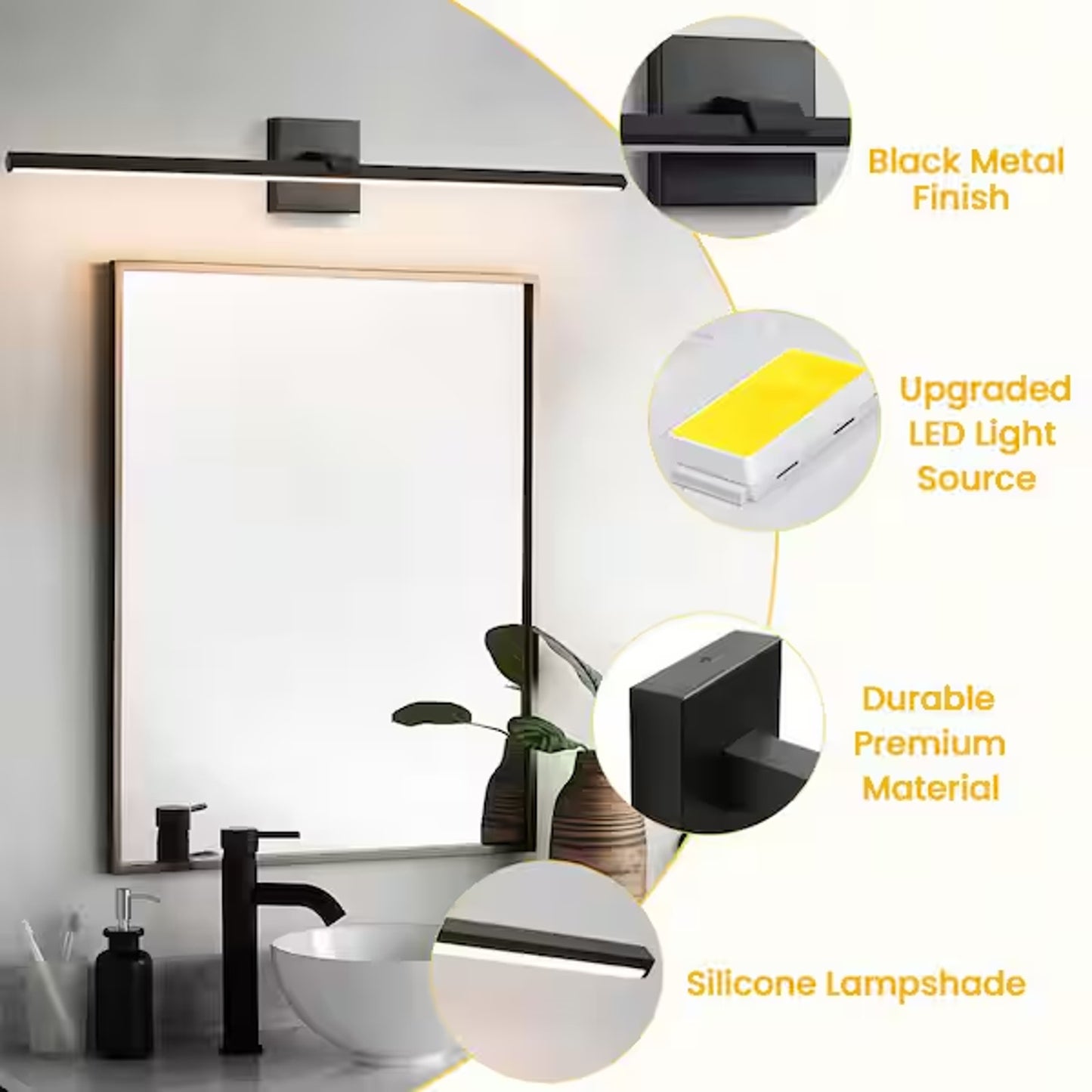 32 in LED Bathroom Vanity Light Black Modern Wall Sconce Bar 8096WL-32BK-US
