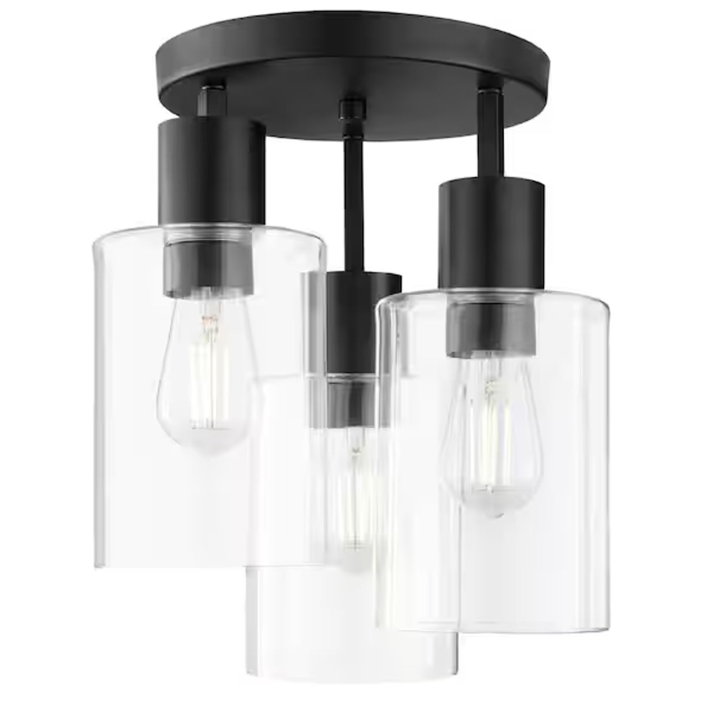 Hampton Bay Sutton Place 14" 3-Light Matte Black Flush Mount Ceiling Light