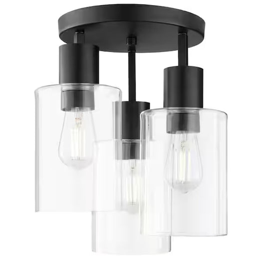 Hampton Bay Sutton Place 14" 3-Light Matte Black Flush Mount Ceiling Light