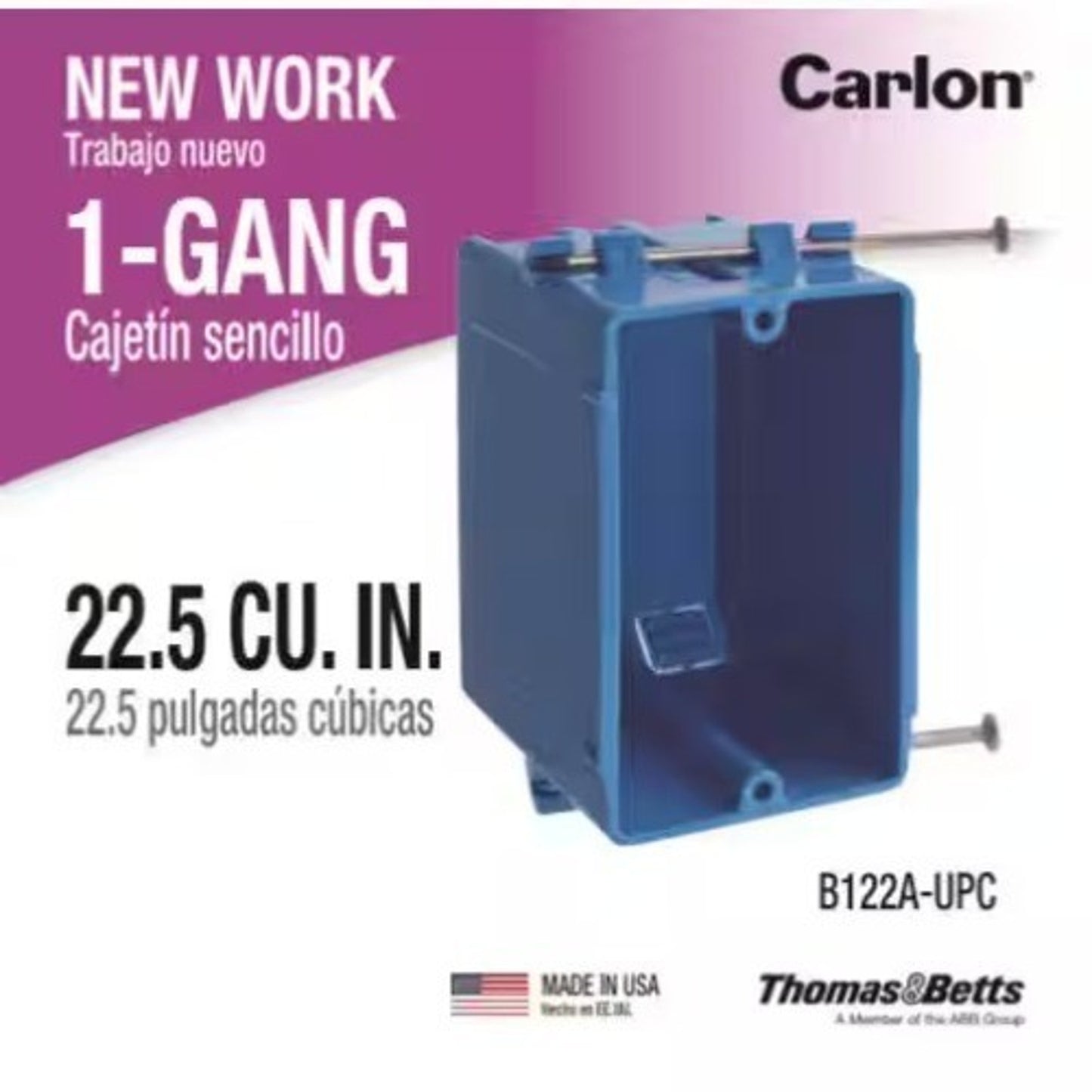 QTY 100 Carlon 1-Gang 22 cu. in. PVC New Work Electrical Switch and Outlet Box
