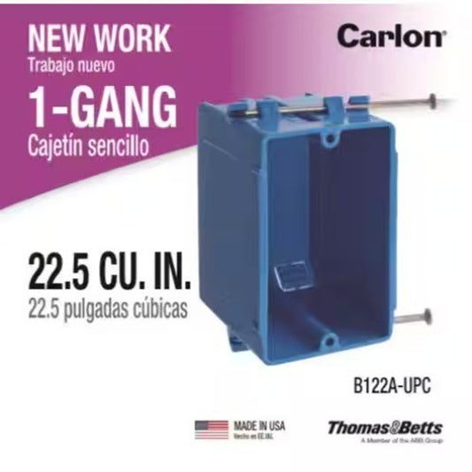 QTY 100 Carlon 1-Gang 22 cu. in. PVC New Work Electrical Switch and Outlet Box