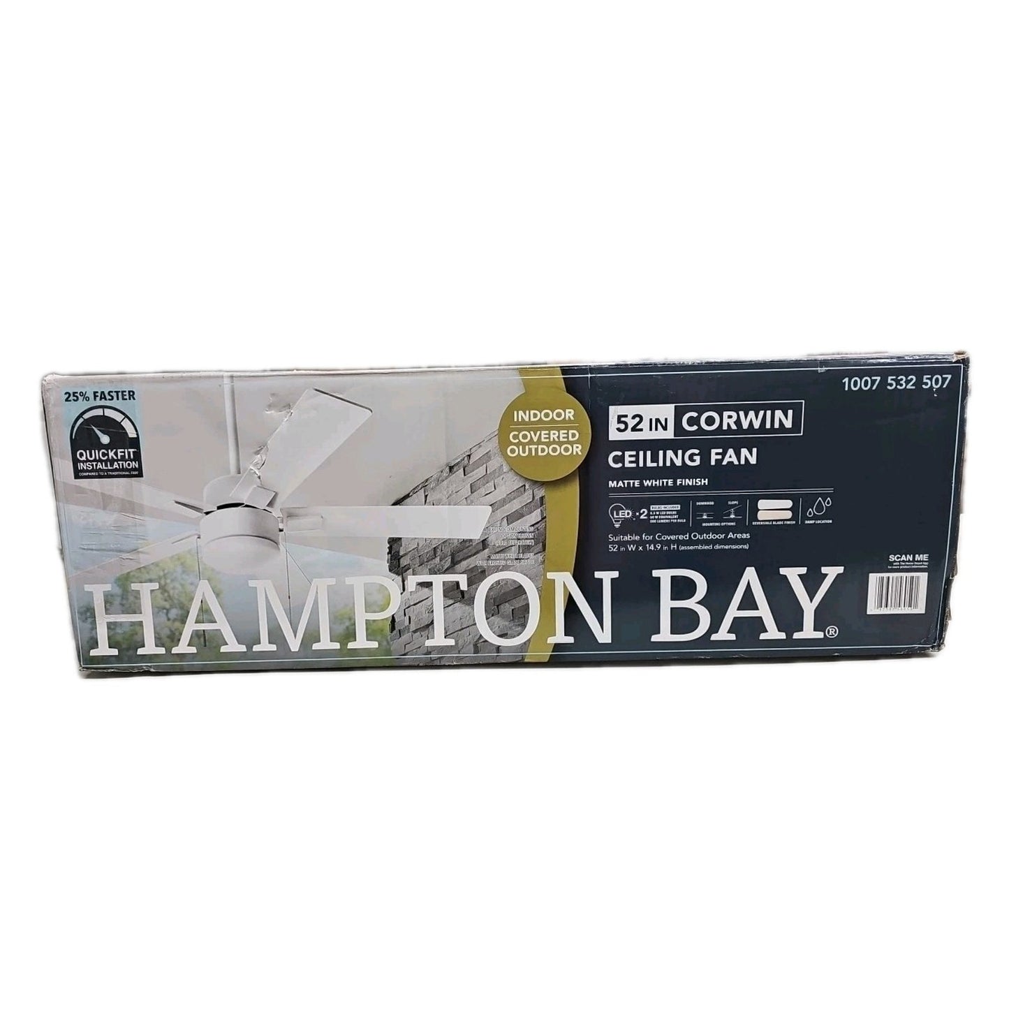 Parts Hampton Bay 52" Corwin Matte White 1007532507 Blade & Support Brackets