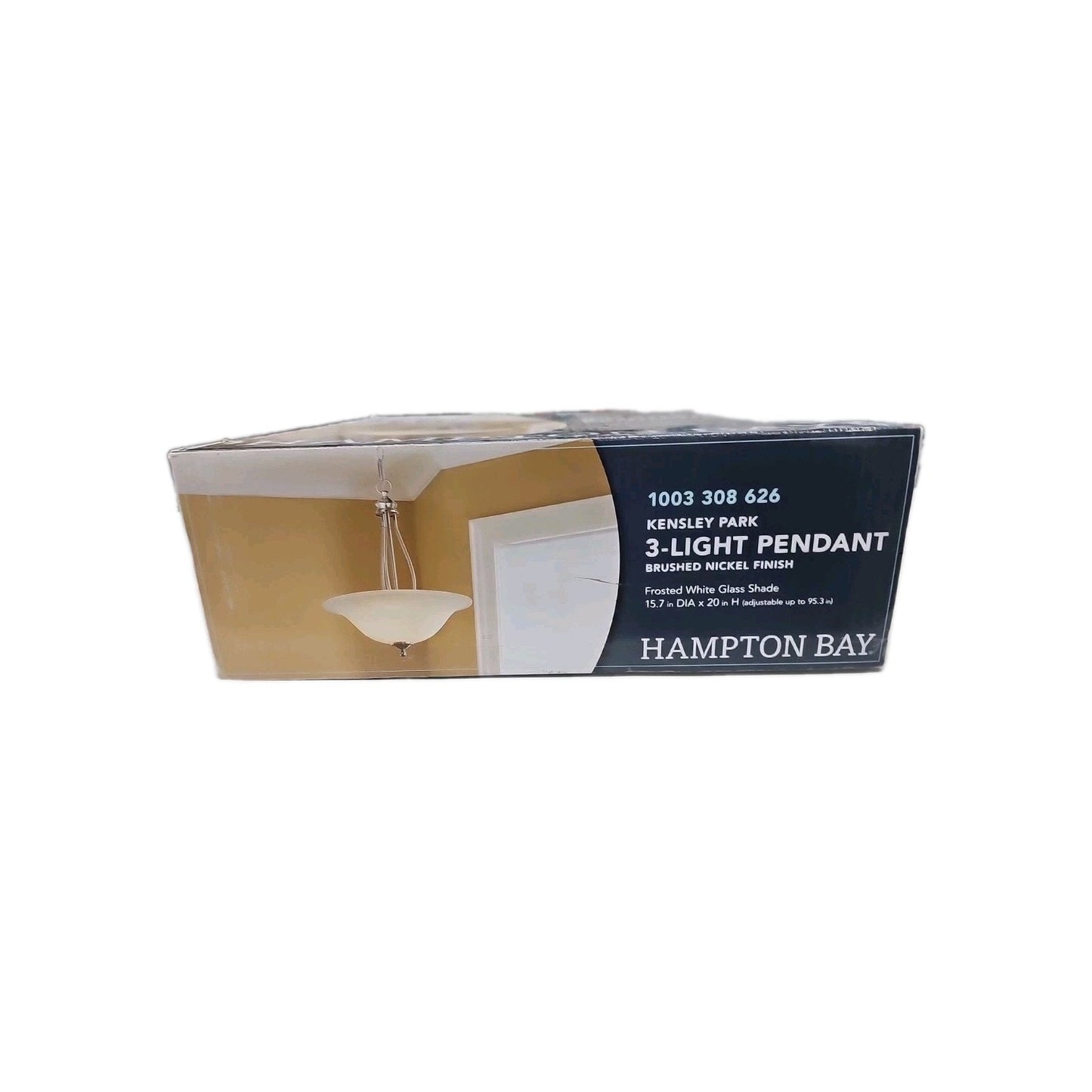Hampton Bay Kensley Park 3-Light Brushed Nickel Pendant Frosted Glass Shade