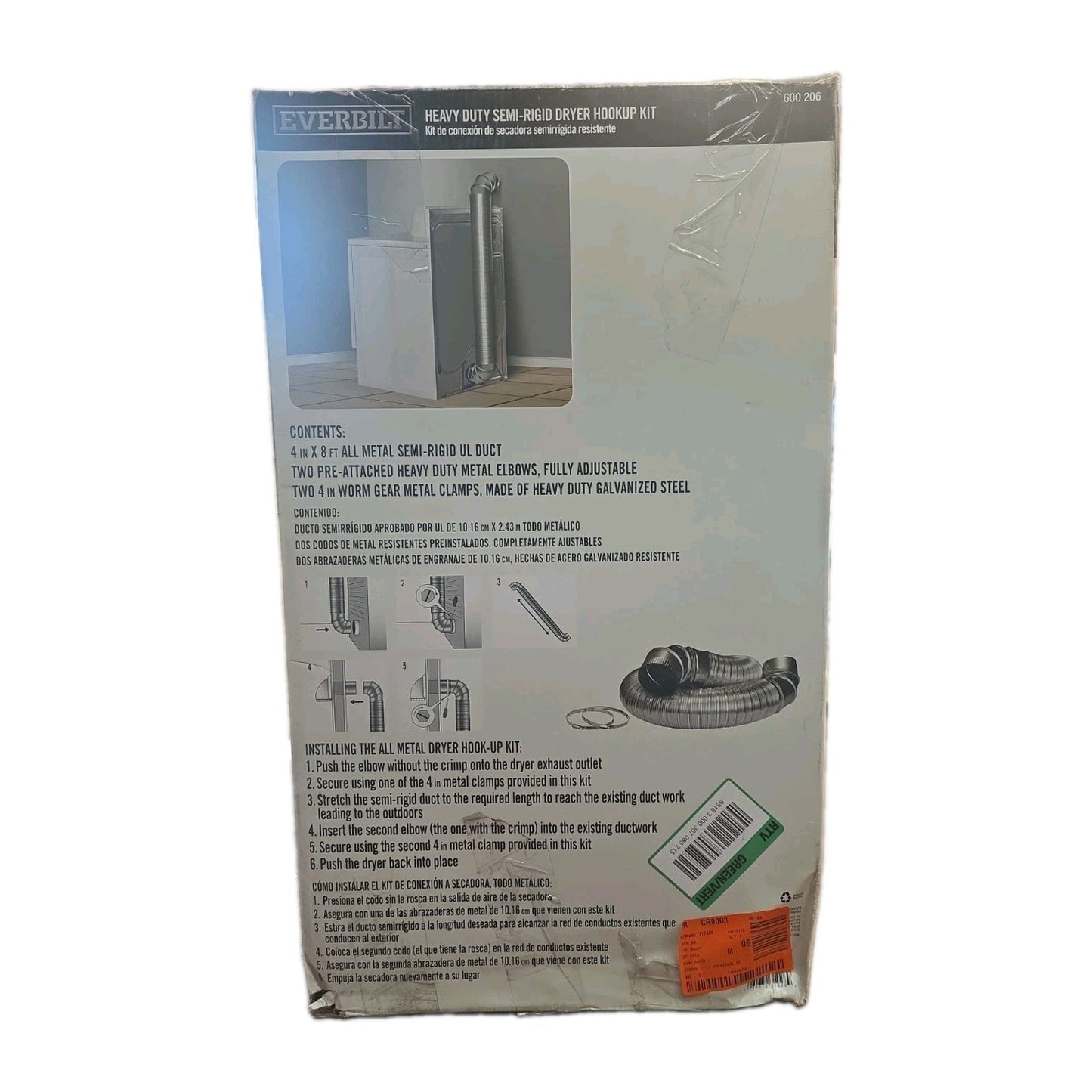 Lot of 2 Everbilt 4" x 8' All Metal Dryer Vent Hook-Up Kit Aluminum Duct