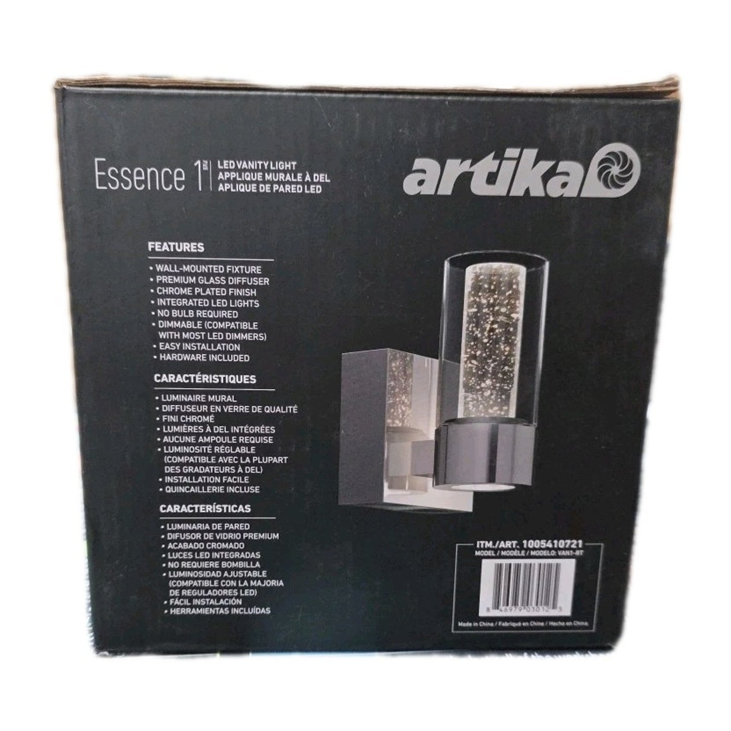 Artika Essence LED Wall Sconce Chrome Bubble Glass Vanity Light Modern VAN1-RT