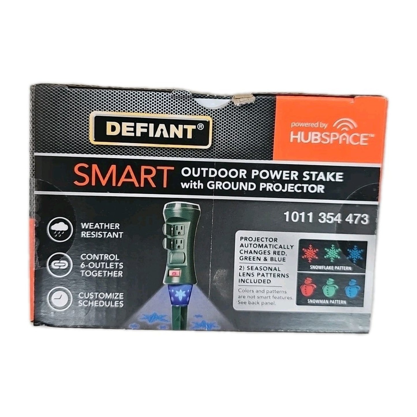 Defiant Smart Outdoor 4 ft. 6-Outlet Power Stake Timer Holiday Lights Projector