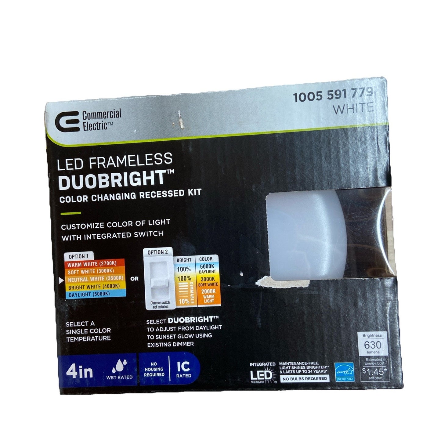 Comercial Elec. 4-inch LED Frameless Adj Color Temp Recessed Light 4 Pack New