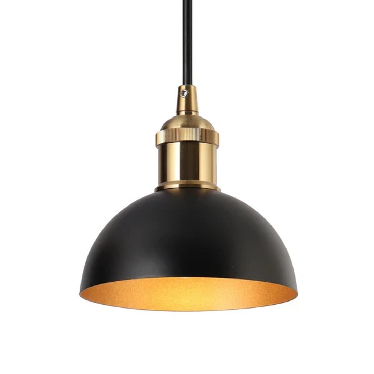 Set of 2 - ZEVNI Ryden 6" Mini Pendant Light Matte Black & Brass Gold Dome 2pack