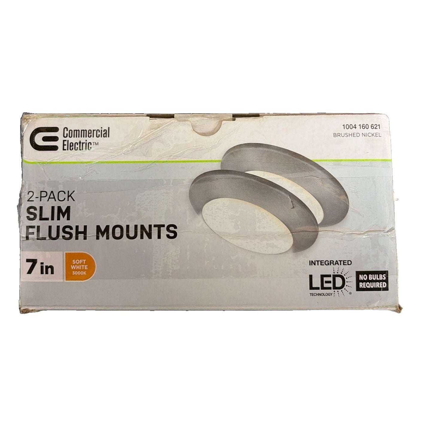 Commercial Electric 7in LED Slim Flush Mount 2-Pack Brushed Nickel 3000K(2-Pack)