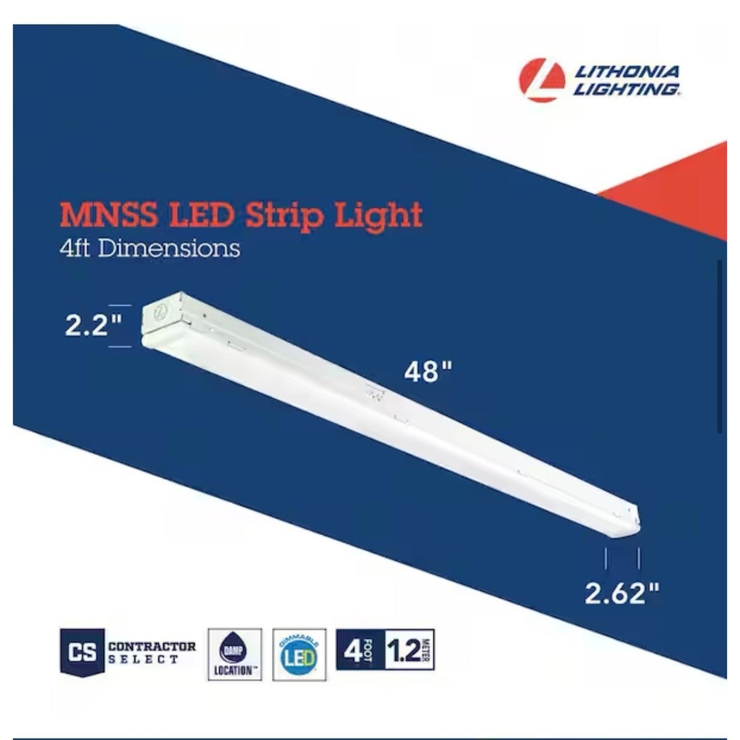 Lithonia MNSS 48" LED Strip Light Adjustable 5000LM Selectable CCT