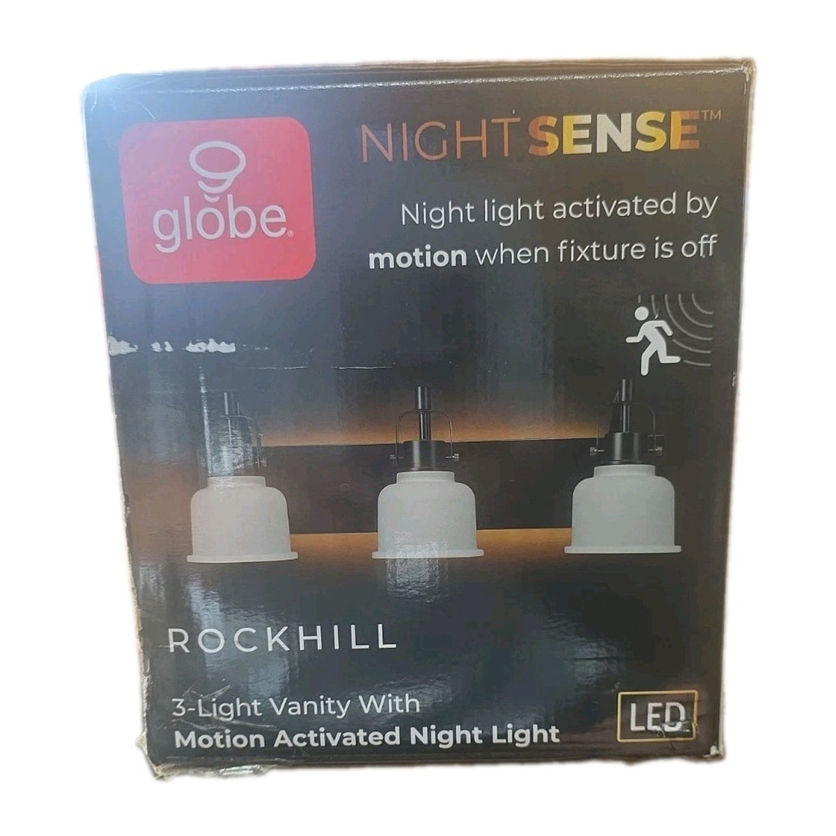Globe Rockhill 22" 3-Light LED Vanity Light Matte Black Night Light Dimmable