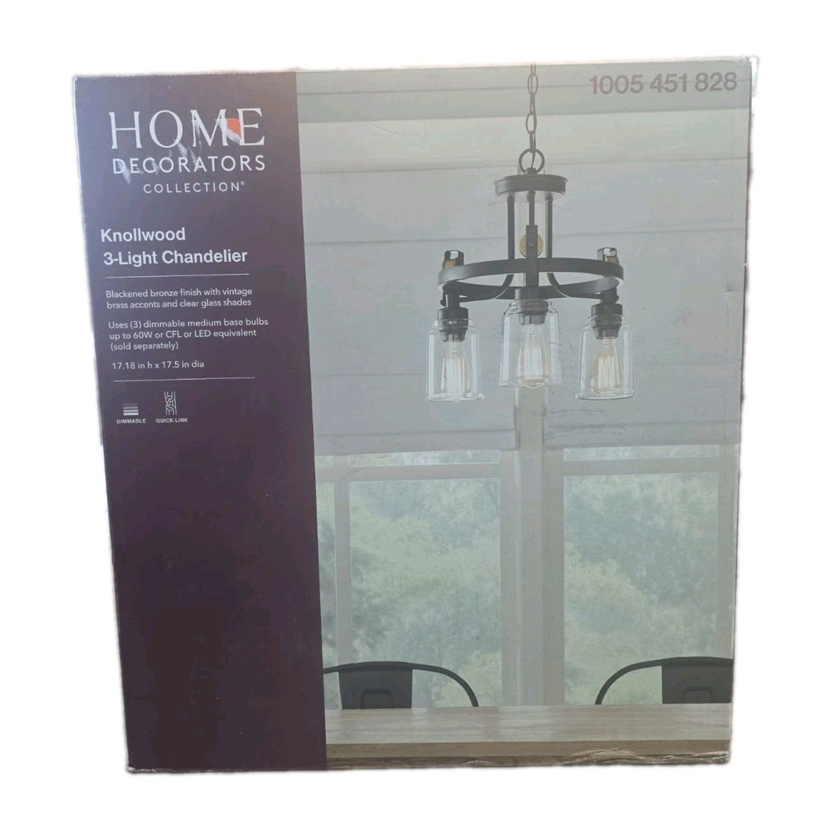 Home Decorators Knollwood 17.5" 3-Light Bronze/Brass Industrial Chandelier