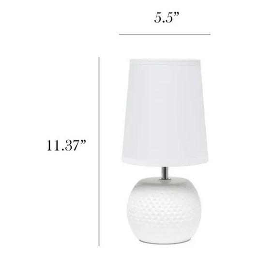 LT2084-WHT Mini Studded Texture Ceramic Bedside Table Lamp, White