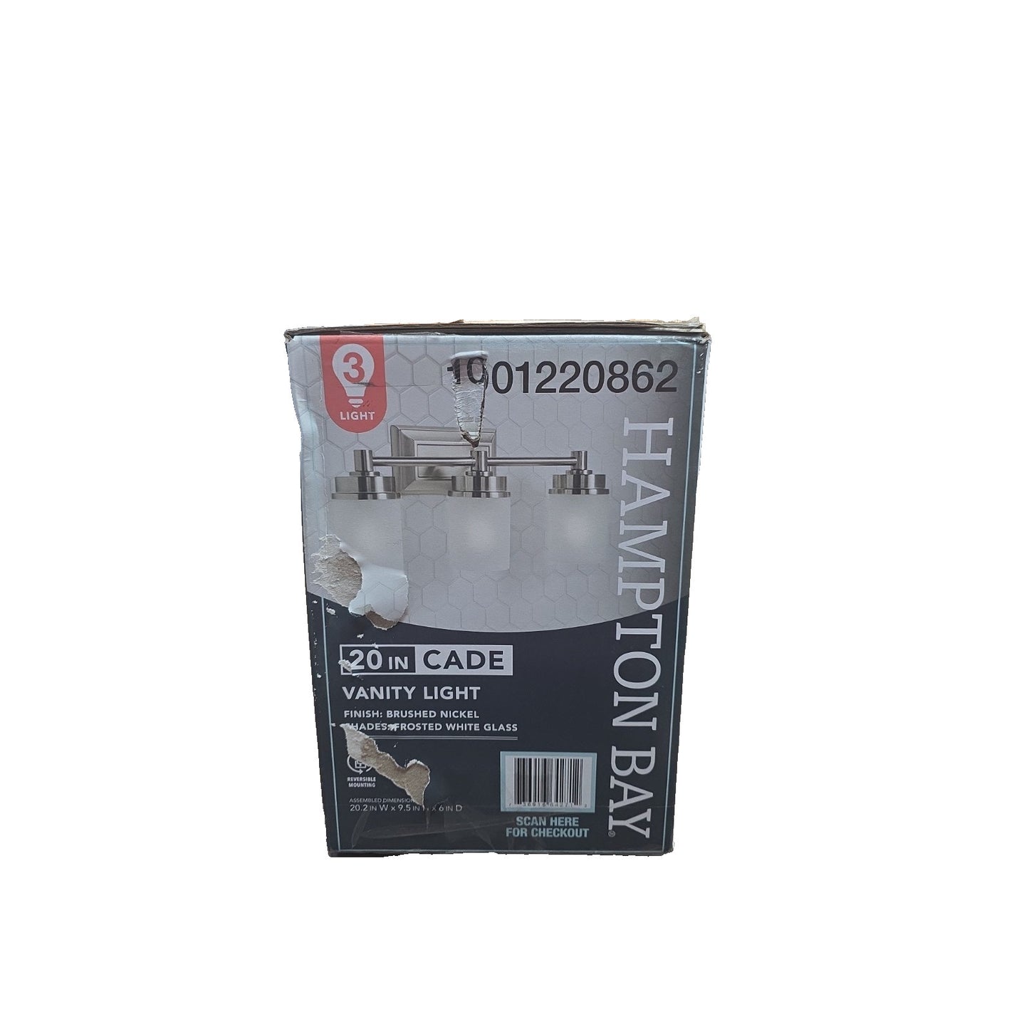 Hampton Bay Cade 20.25" 3-Light Bathroom Vanity Light Brushed Nickel Frosted