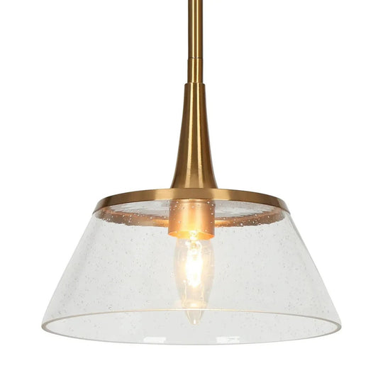 LNC Quoridan 1-Light Brass Pendant Light Seeded Glass Drum Kitchen Island Modern