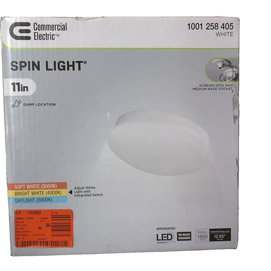 2-Pack Commercial Electric 11in Spin Light LED Flush Mount Screw-in 4000K 1600LM