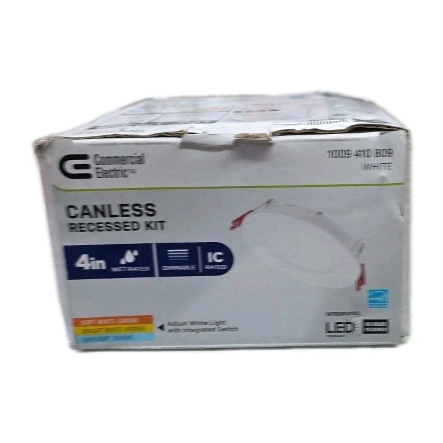 Commercial Electric 4" LED Canless Recessed Light White Round Adjustable CCT