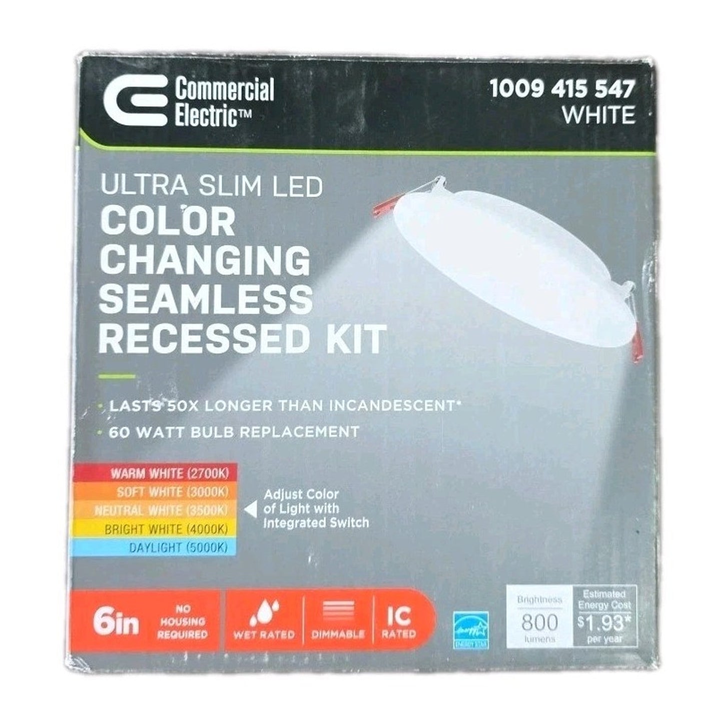 Lot Of 2 - Commercial Electric 6" InfinitiEdge LED Canless Recessed Light CCT