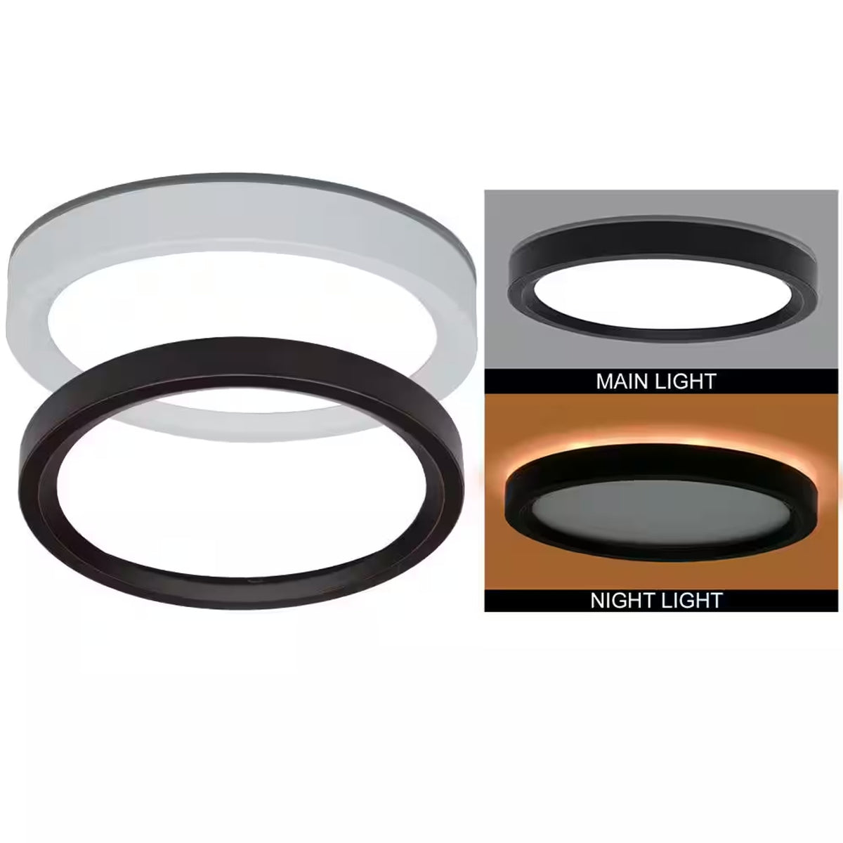Commercial Electric 7.5" LED Flush Mount Night / White or Bronze Trim 3-CCT